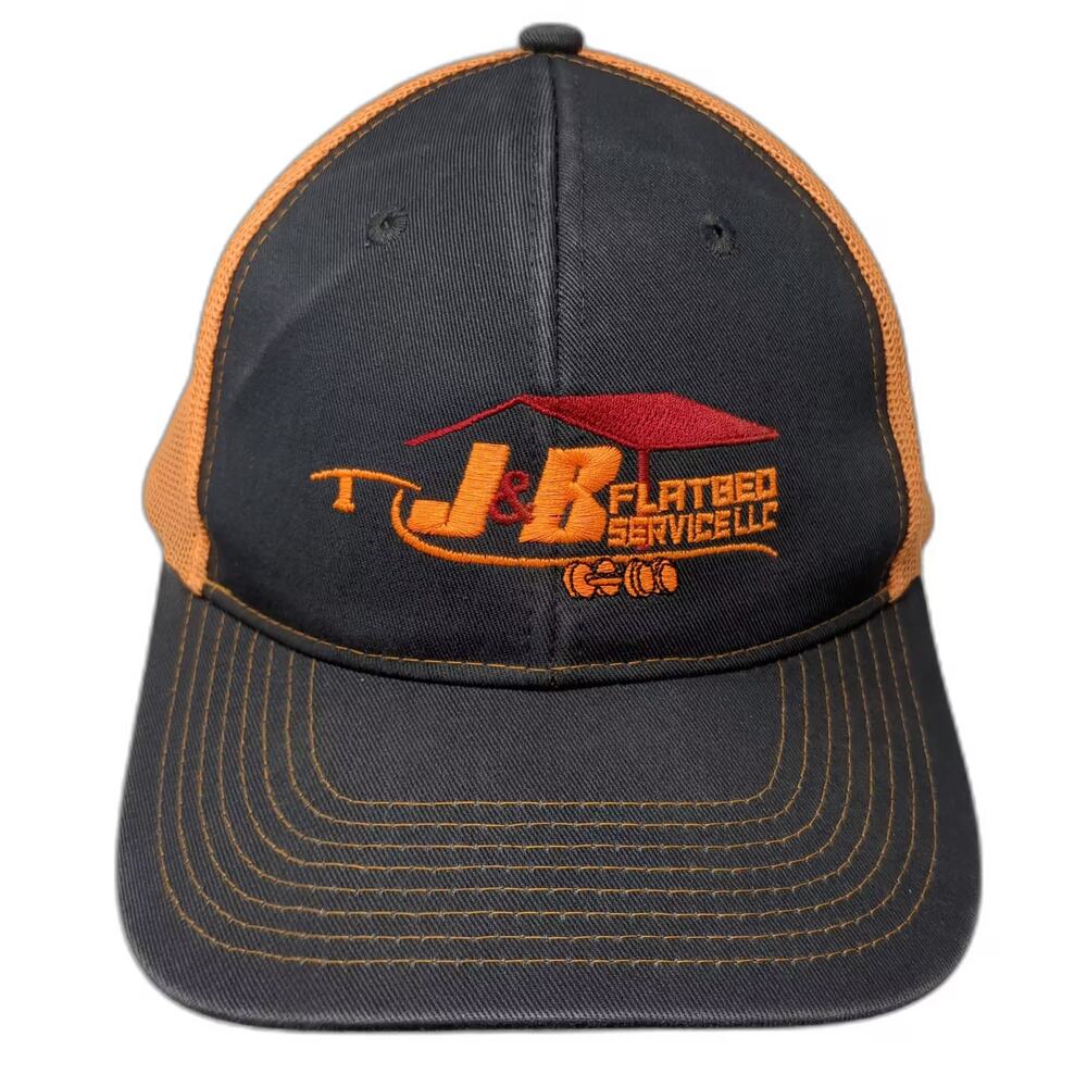 Port Authority Trucker Hat Black Orange One Size J&B Flatbed Service Snapback